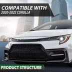 Front Bumper Upper Glossy Black Grille Trim For 2020-2022 Toyota Corolla SE XSE