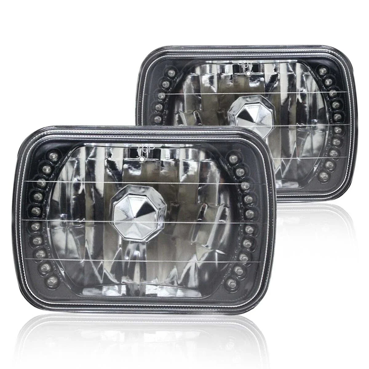 For 1984-1995 Isuzu Pickup PAIR 5x7" 7x6" inch LED Blue Headlights Lens Clear