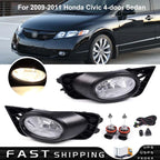 Bumper Fog Lights Driving Lamps w/Switch for 2009-2011 Honda Civic 4-Door Sedan