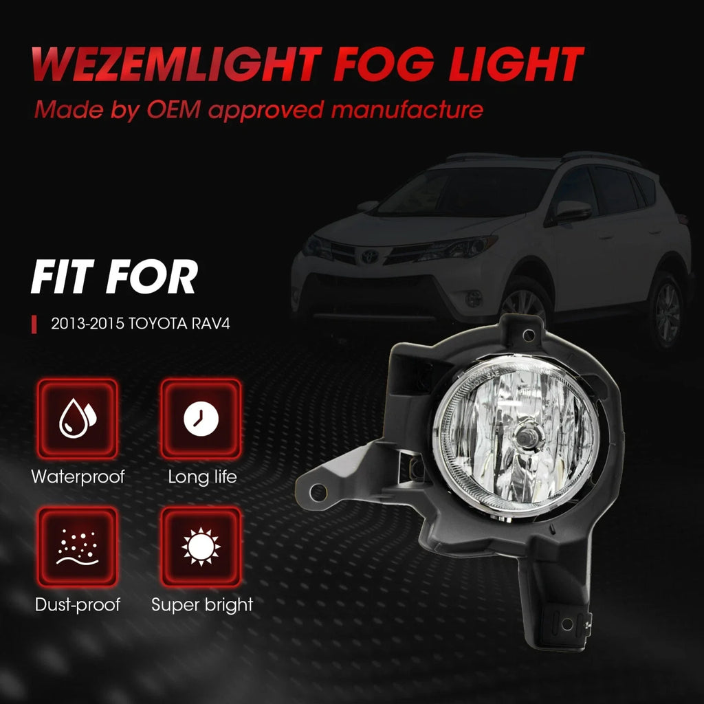 Front Bumper Clear Halogen Fog Lights Lamps for 2013-2015 for Toyota RAV4 Pair