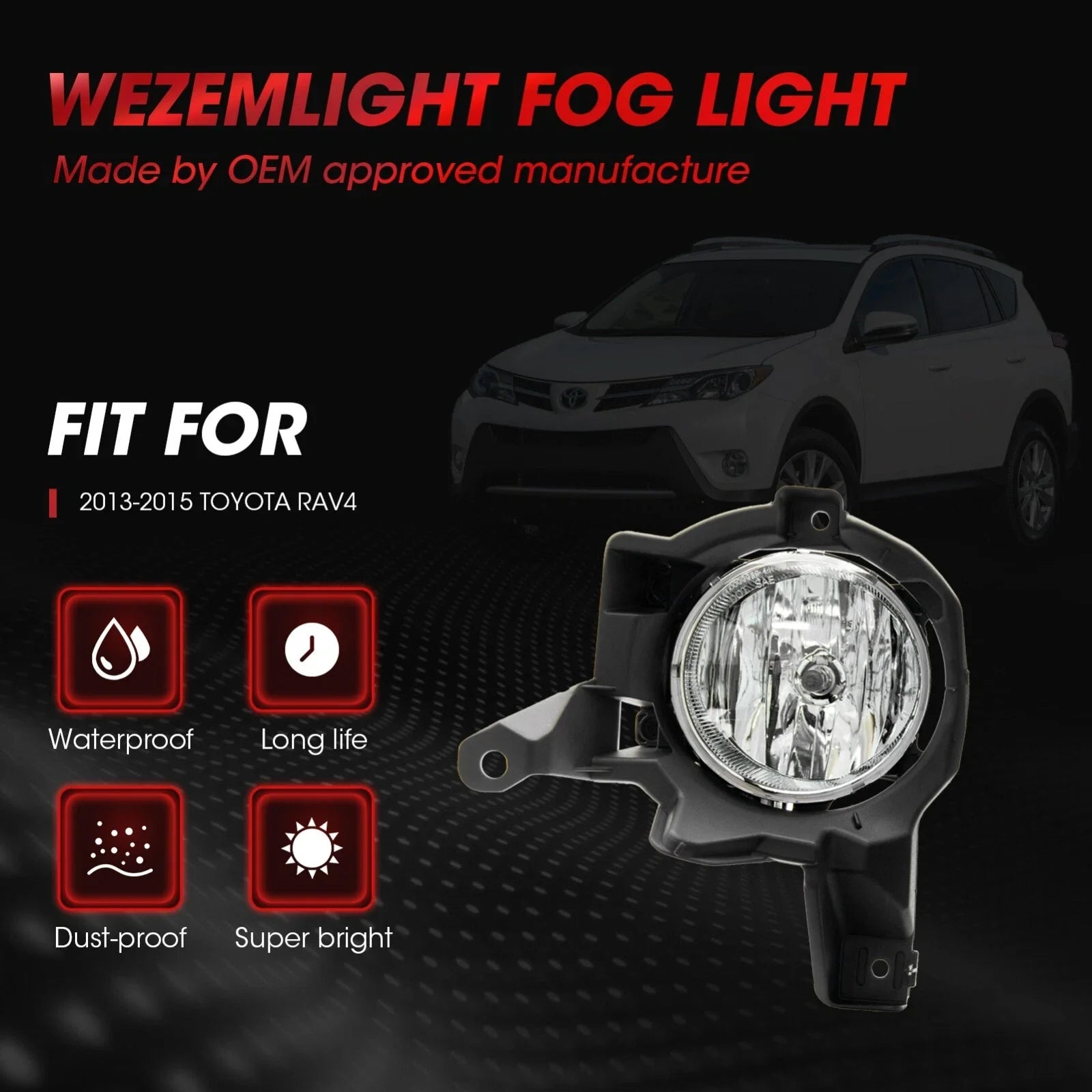Front Bumper Clear Halogen Fog Lights Lamps for 2013-2015 for Toyota RAV4 Pair