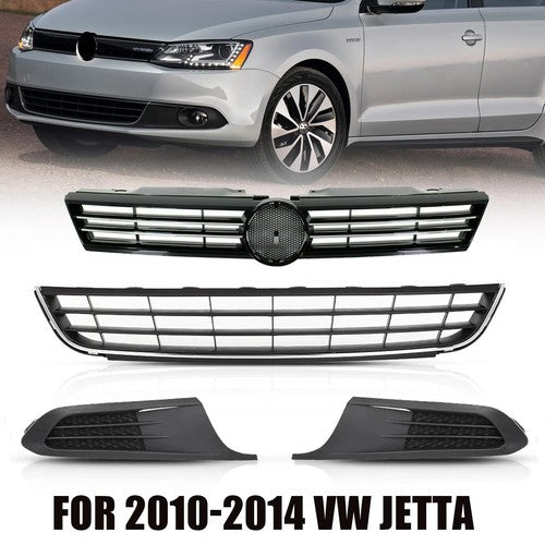 Upper & Lower Grille & Fog Light Covers SET for VW for Volkswagen Jetta 11-14
