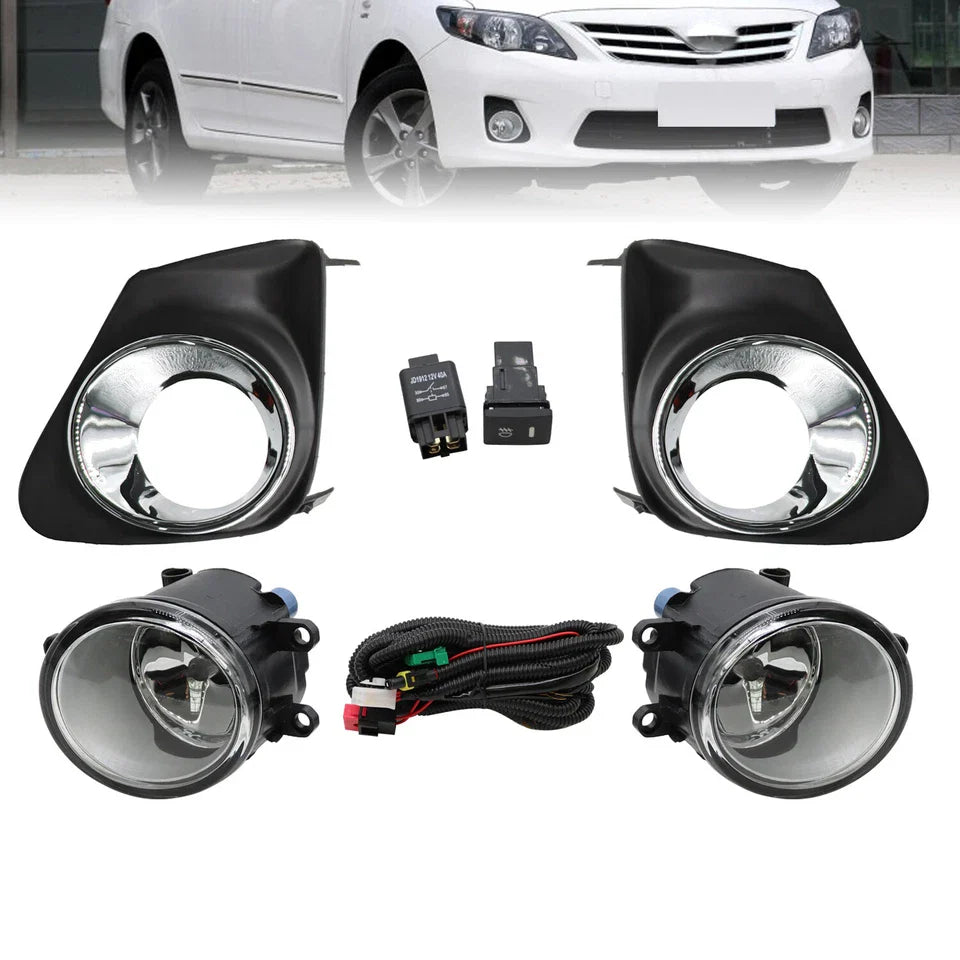 For 2011 2012 2013 Toyota Corolla Bumper Chrome Driving Fog Lights Lamps Pair