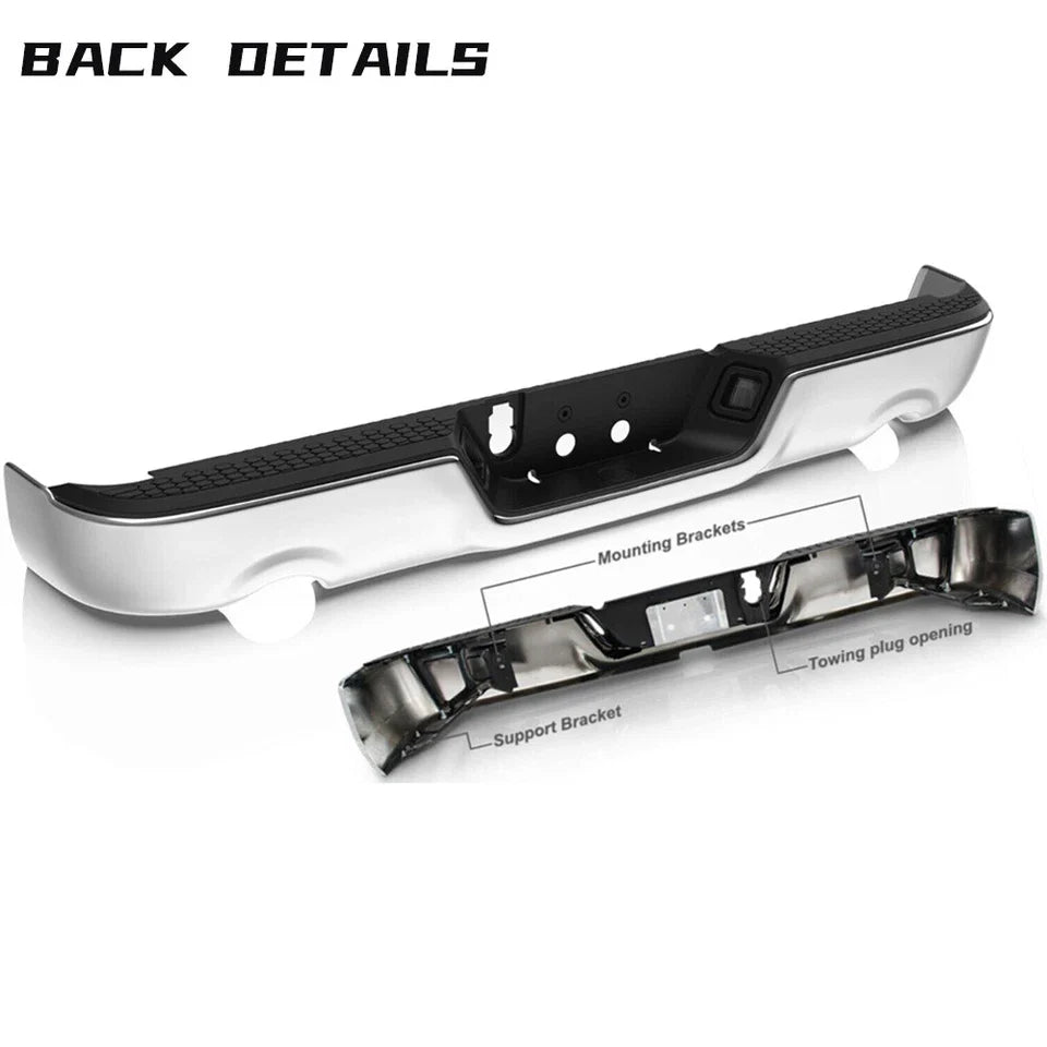 Chrome Rear Step Bumper for 2009-2018 for Dodge Ram 1500 w/ Dual Exhaust