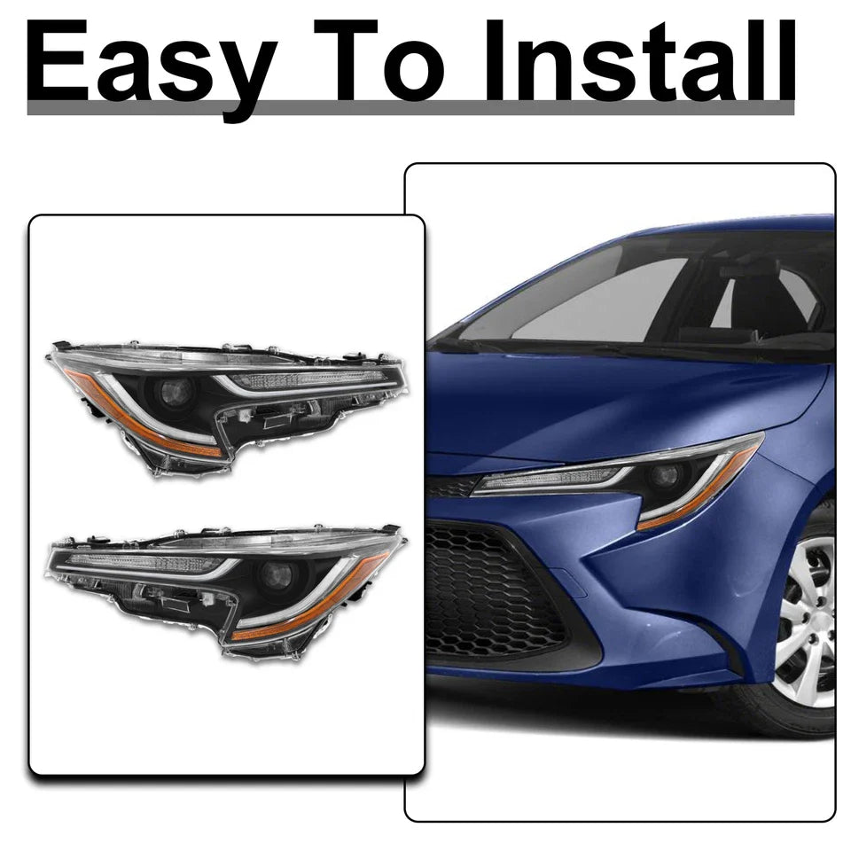 LED Headlight Pair with Turn Signal Light for 2020-2022 Toyota Corolla L LE
