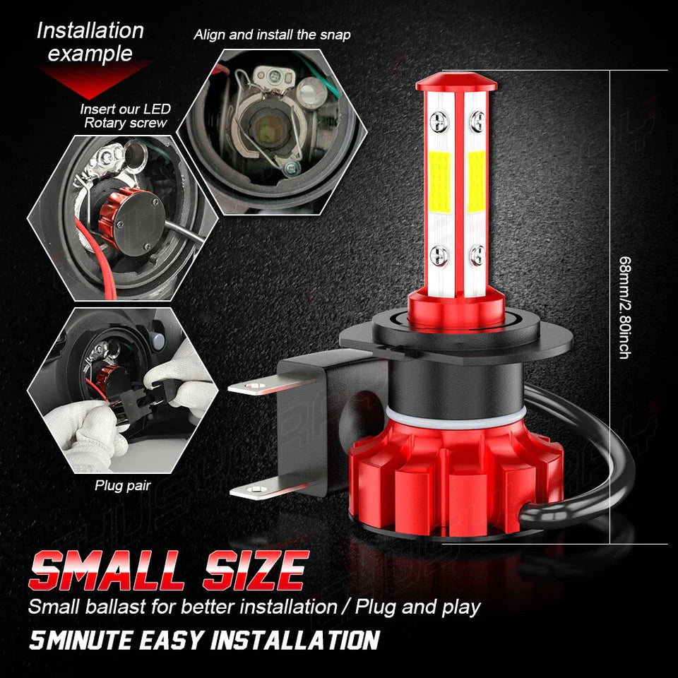 H7 LED Headlight Conversion Kit 2X 16000LM 6000K White Super High Low Beam Pair