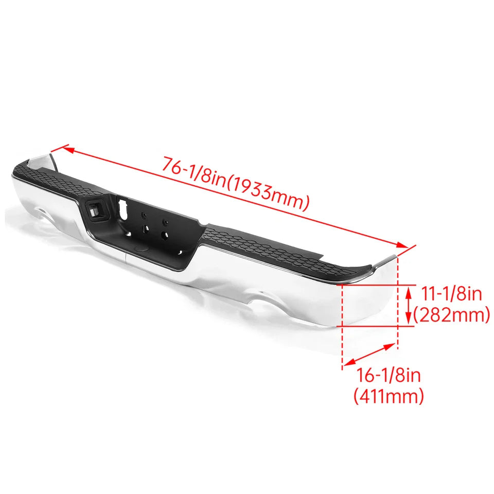 Chrome Rear Step Bumper for 2009-2018 for Dodge Ram 1500 w/ Dual Exhaust